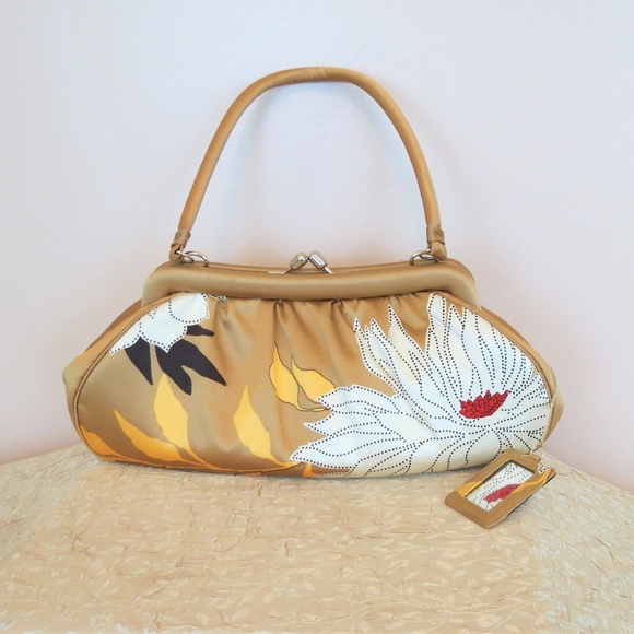 Banana Republic Handbags - Banana Republic Gold Floral Evening Bag